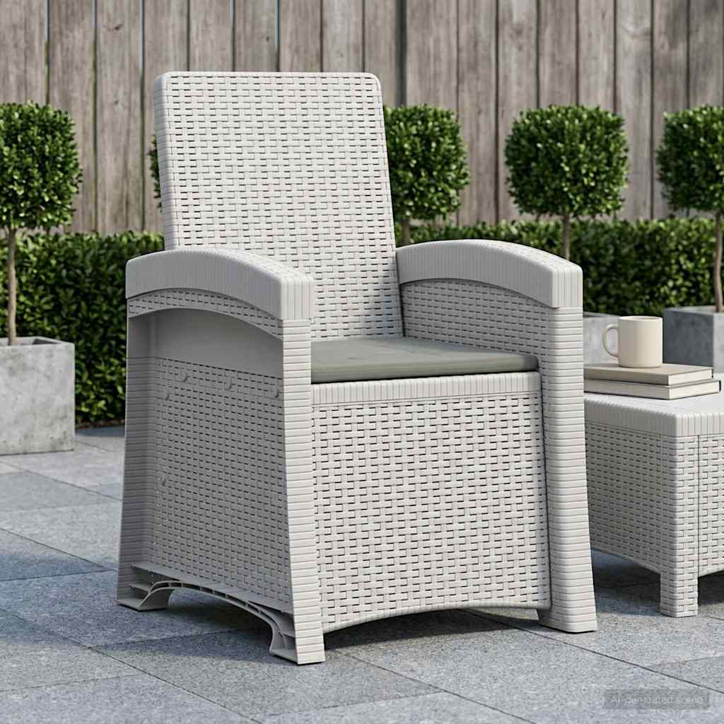 Liegesessel Garten Rattan-Optik Weiß und Hellgrau PP