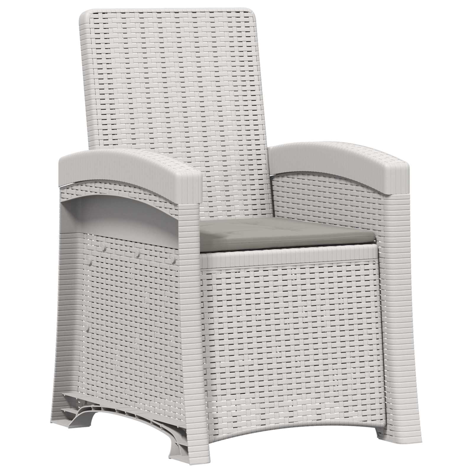 Liegesessel Garten Rattan-Optik Weiß und Hellgrau PP