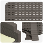 Liegesessel Garten Rattan-Optik Hellgrau und Creme PP
