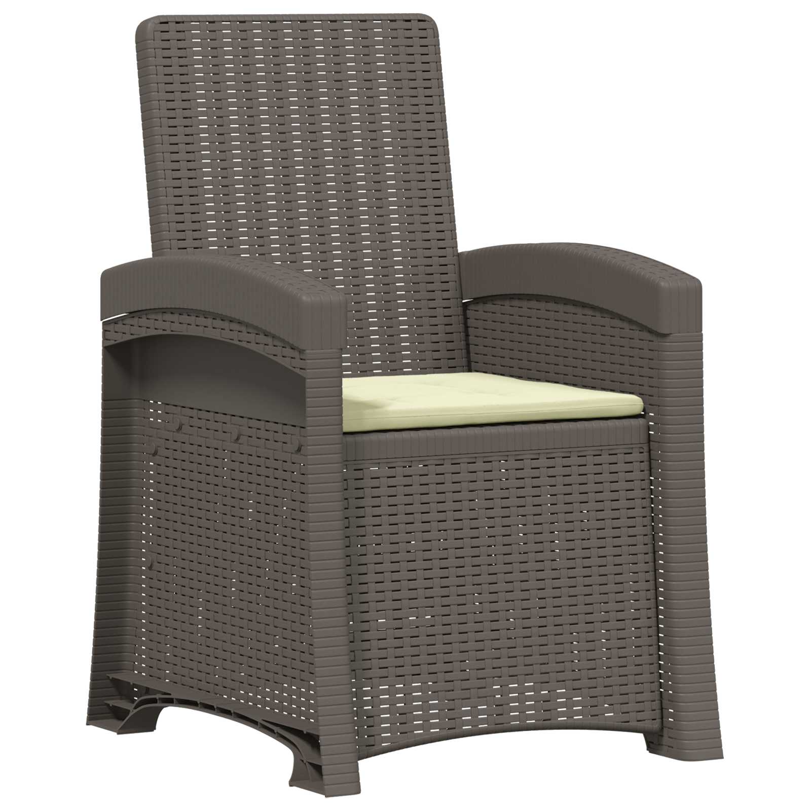 Liegesessel Garten Rattan-Optik Hellgrau und Creme PP