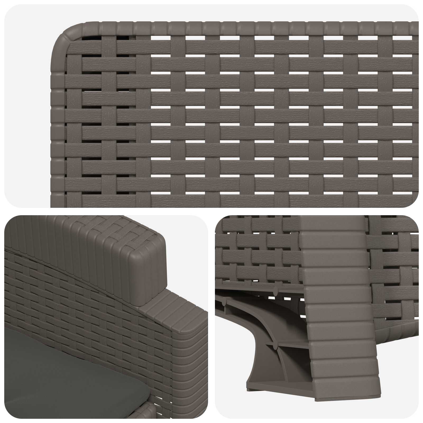 Liegesessel Garten Rattan-Optik Hellgrau und Anthrazit PP