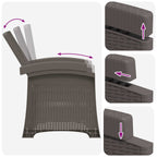 Liegesessel Garten Rattan-Optik Hellgrau und Taupe PP