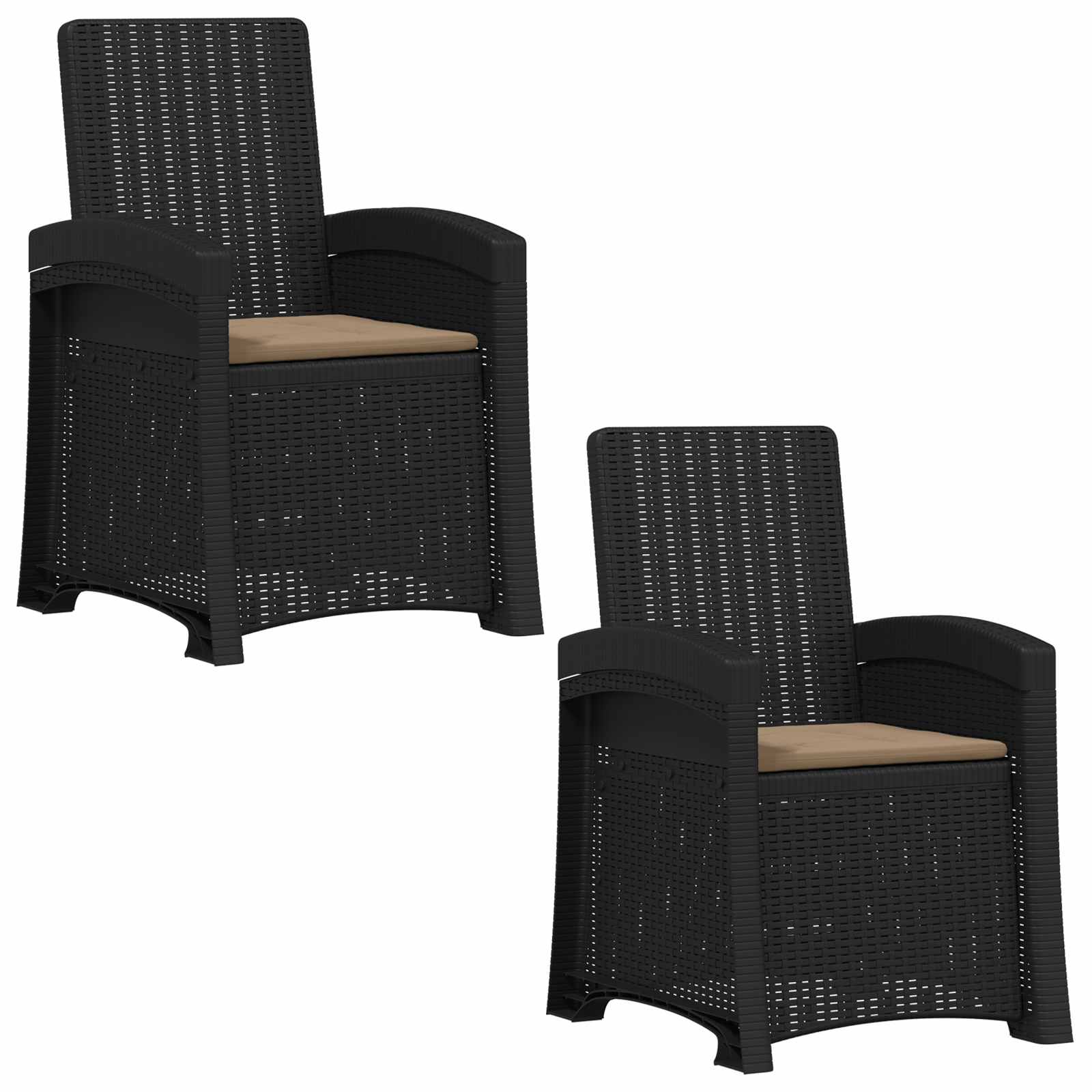 Liegesessel Garten Rattan-Optik 2 pcs Anthrazit und Taupe PP