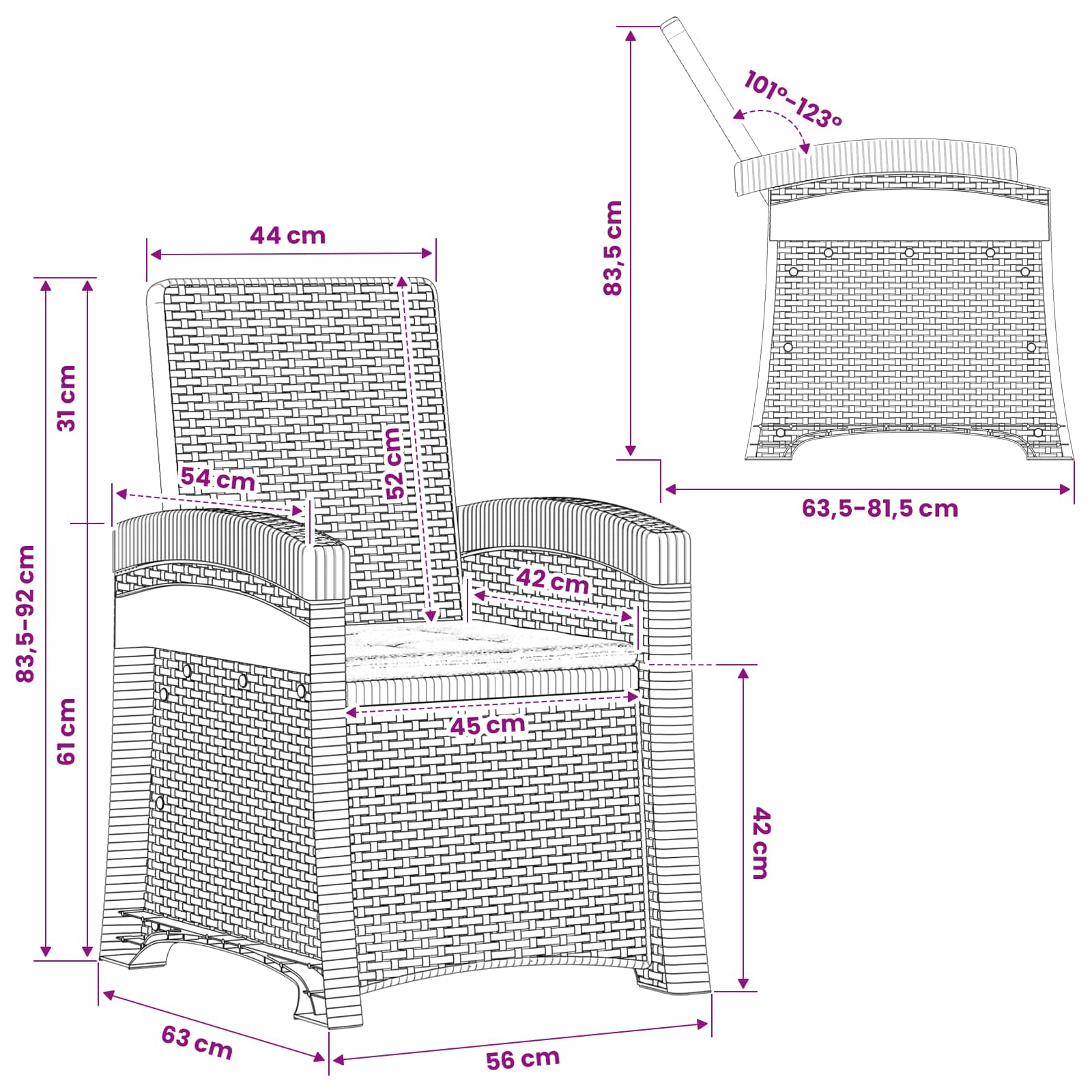 Liegesessel Garten Rattan-Optik 2 pcs Anthrazit und Hellgrau PP