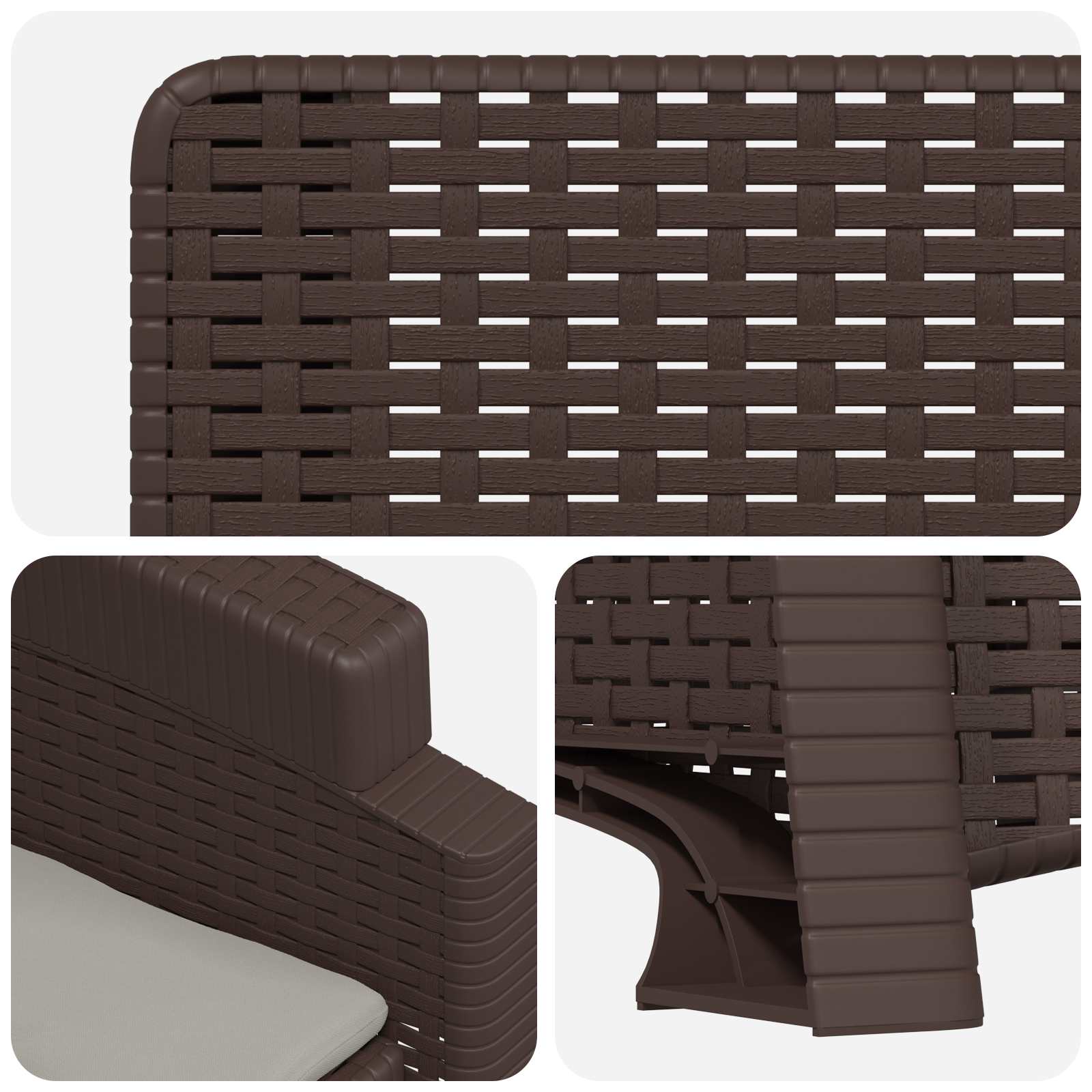 Liegesessel Garten Rattan-Optik 2 pcs Braun und Hellgrau PP