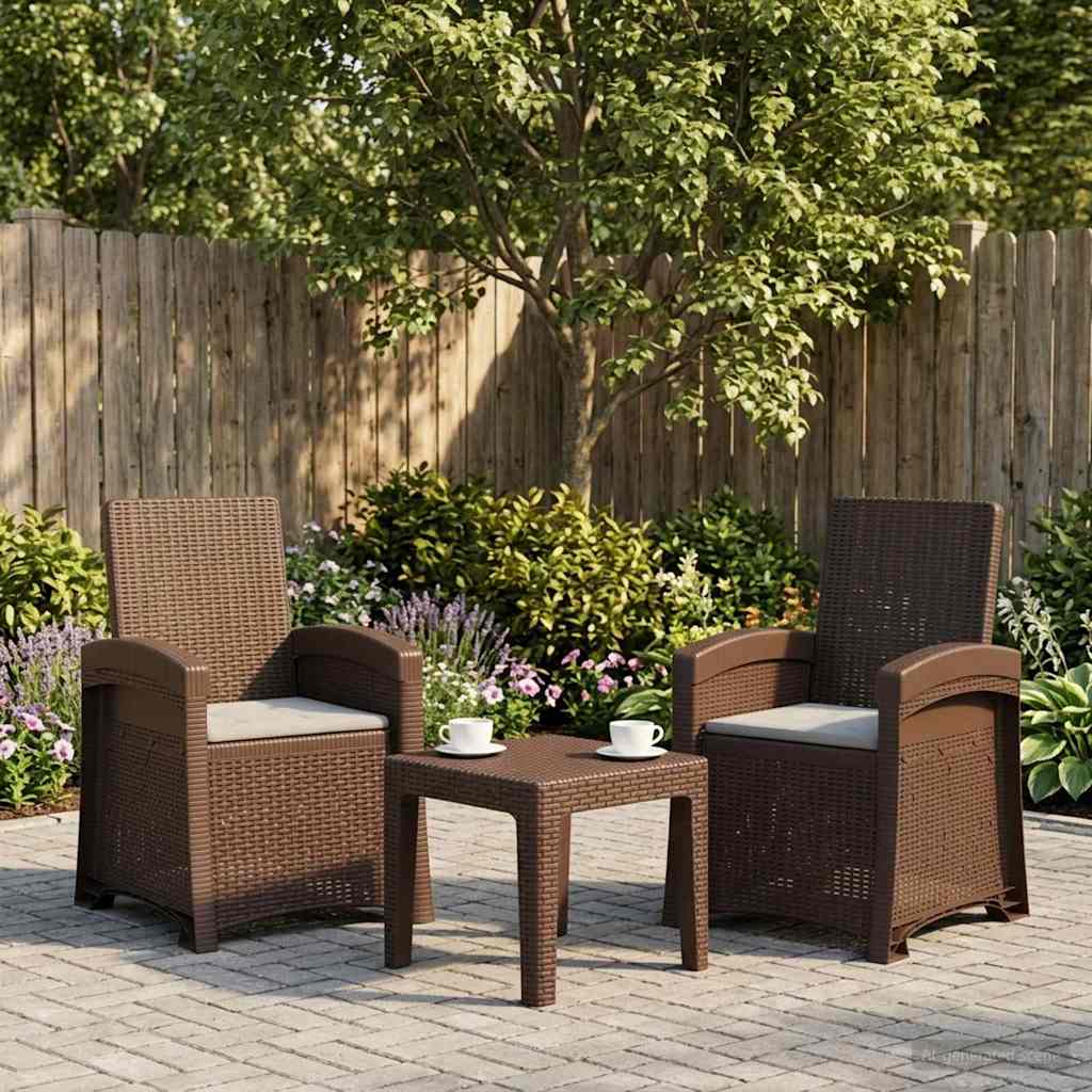 Liegesessel Garten Rattan-Optik 2 pcs Braun und Hellgrau PP