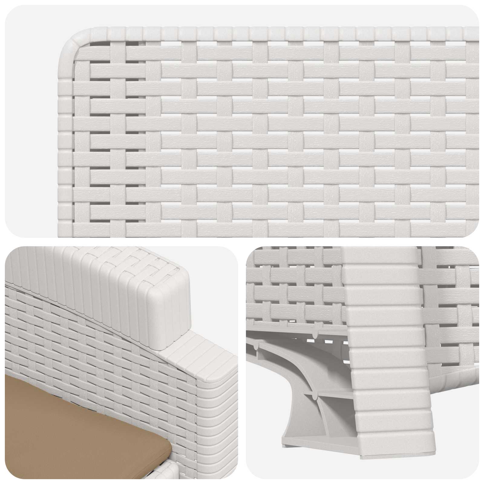 Liegesessel Garten Rattan-Optik 2 pcs Weiß und Taupe PP