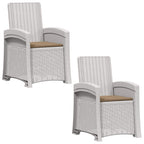 Liegesessel Garten Rattan-Optik 2 pcs Weiß und Taupe PP