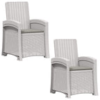 Liegesessel Garten Rattan-Optik 2 pcs Weiß und Hellgrau PP