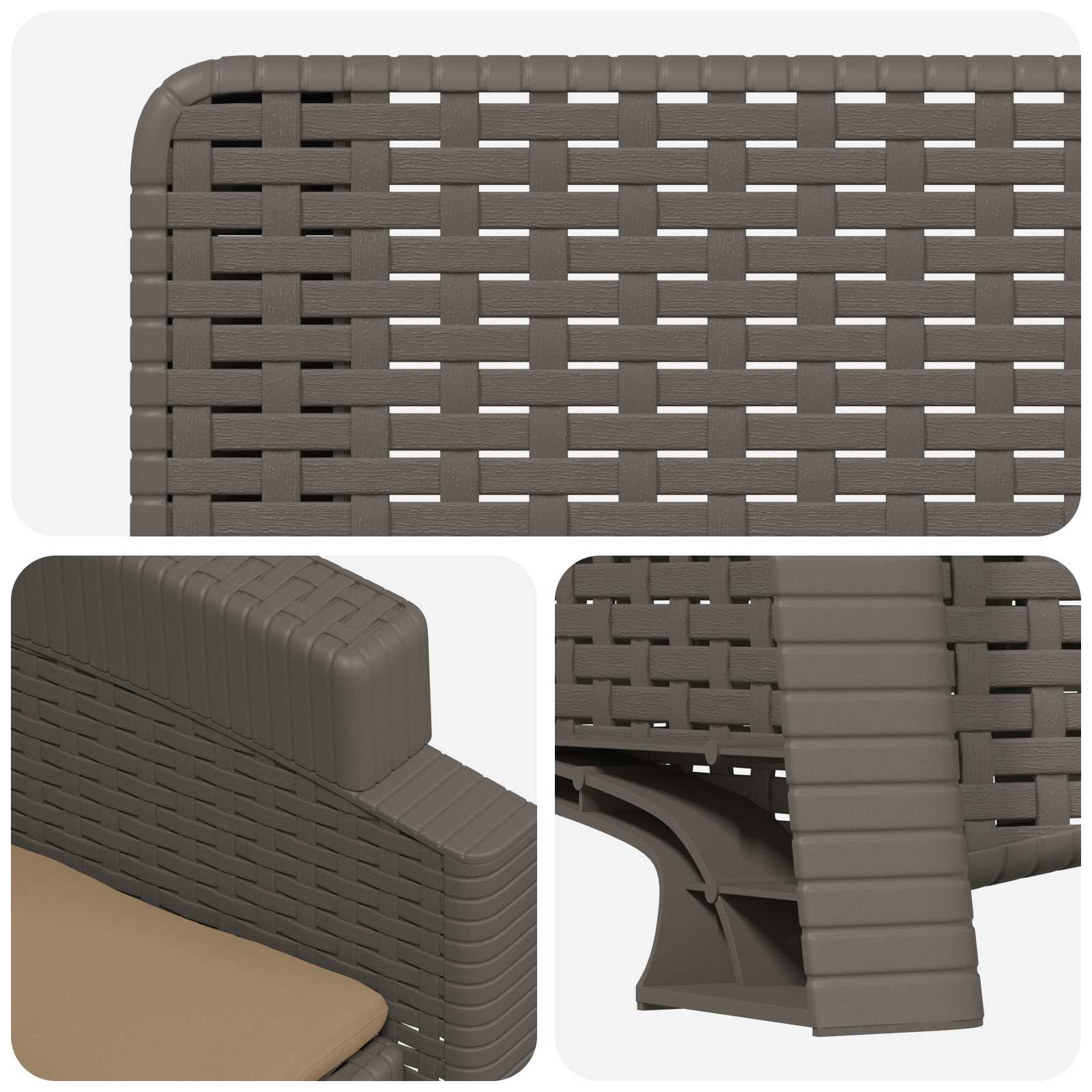 Liegesessel Garten Rattan-Optik 2 pcs Hellgrau und Taupe PP