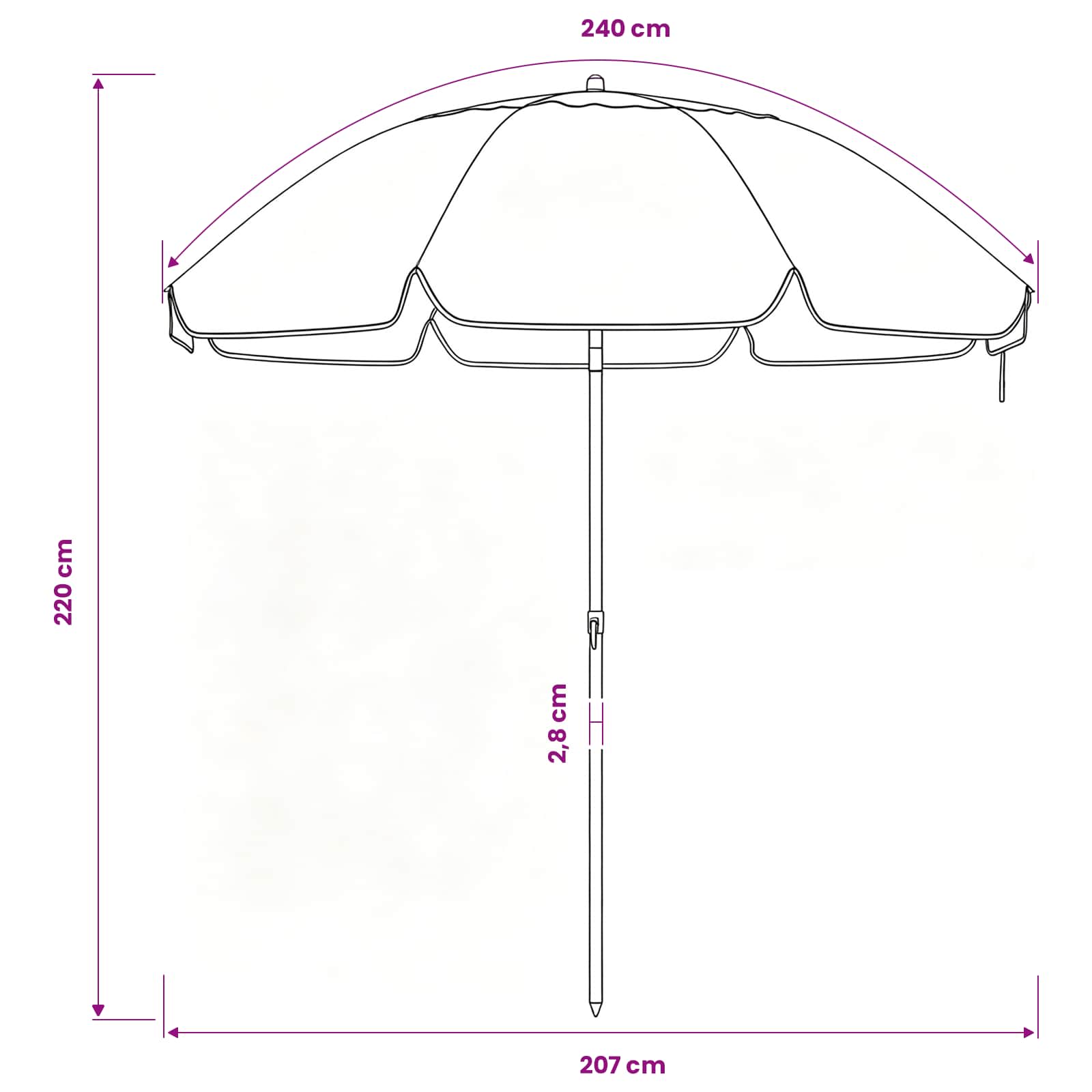 Garten-Sonnenschirm 240 cm 170T Polyester Orange