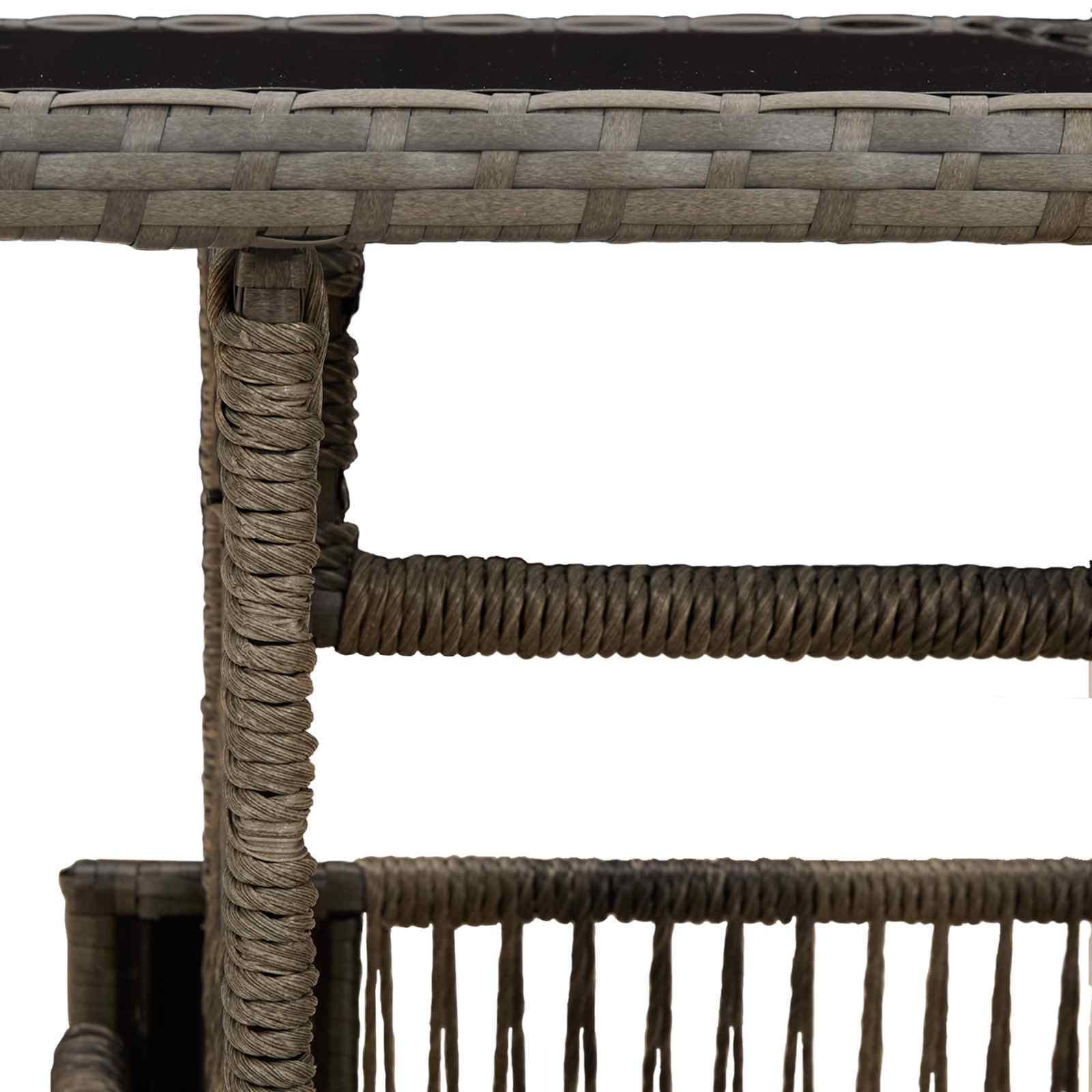 Gartentisch Grau 100 x 55 x 37 cm PE Rattan und Glas