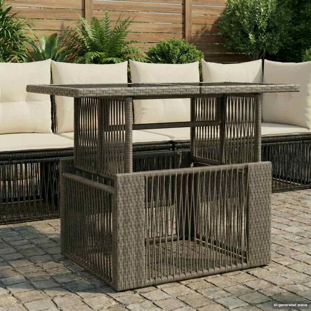 Gartentisch Grau 100 x 55 x 37 cm PE Rattan und Glas