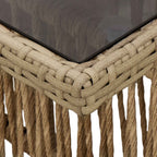 Gartentisch Beige 100 x 55 x 37 cm PE Rattan und Glas