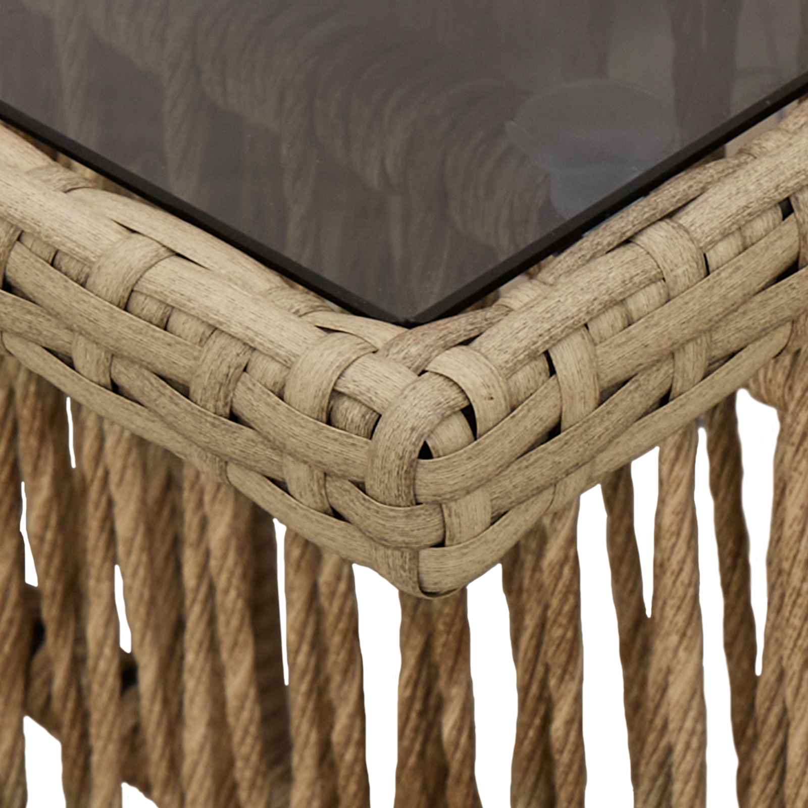 Gartentisch Beige 100 x 55 x 37 cm PE Rattan und Glas