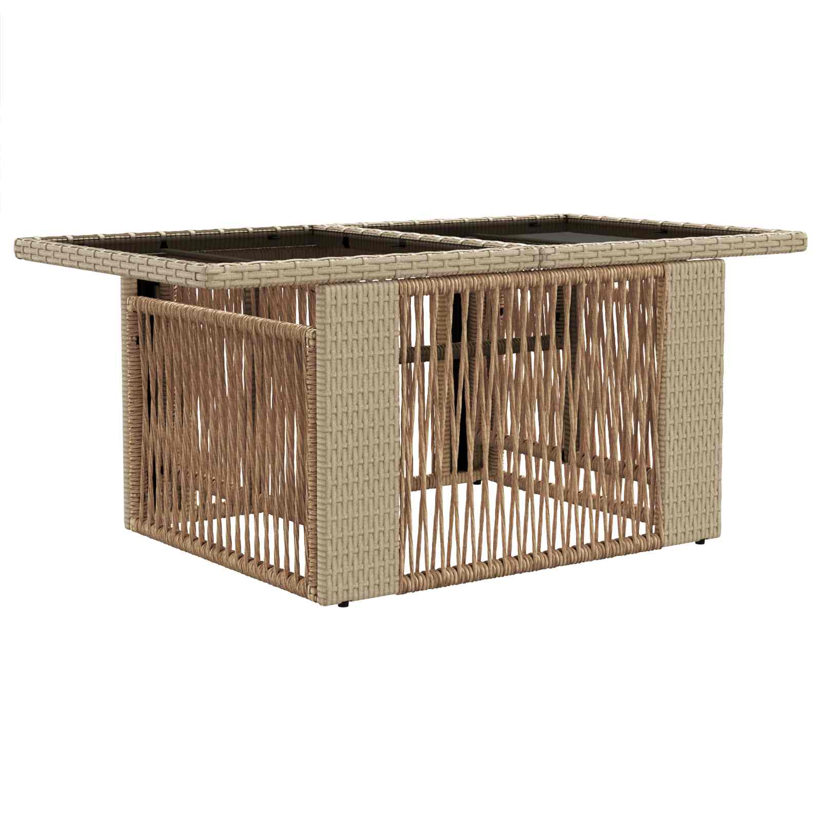 Gartentisch Beige 100 x 55 x 37 cm PE Rattan und Glas