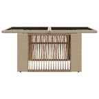 Gartentisch Beige 100 x 55 x 37 cm PE Rattan und Glas