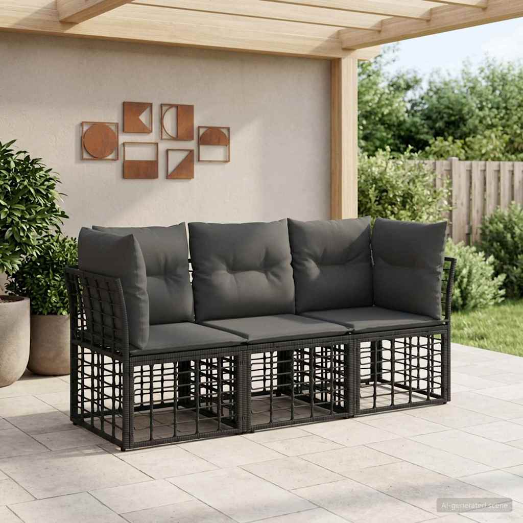 Outdoor-Sofagarnitur Schwarz Polyester