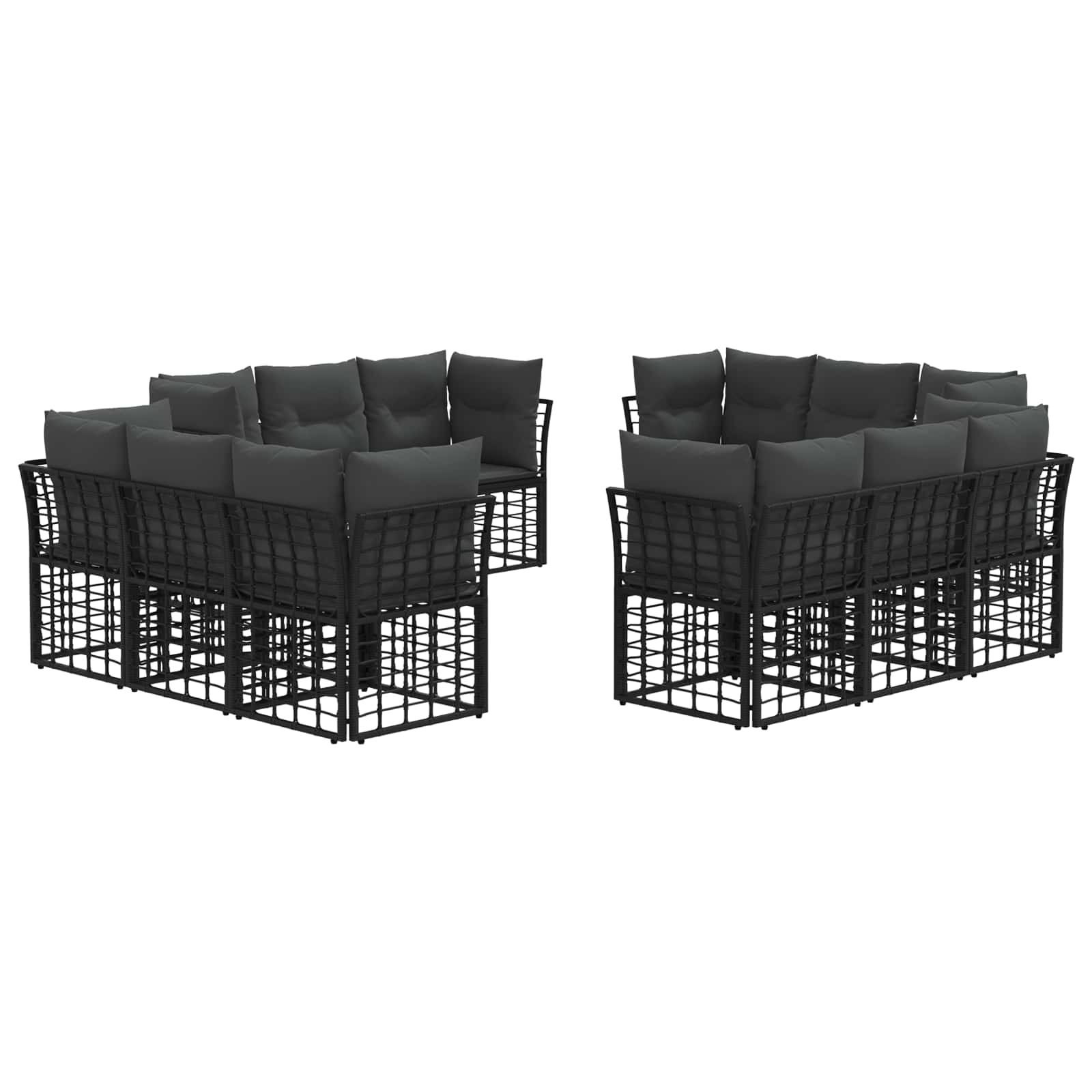 Outdoor-Sofagarnitur Schwarz Polyester