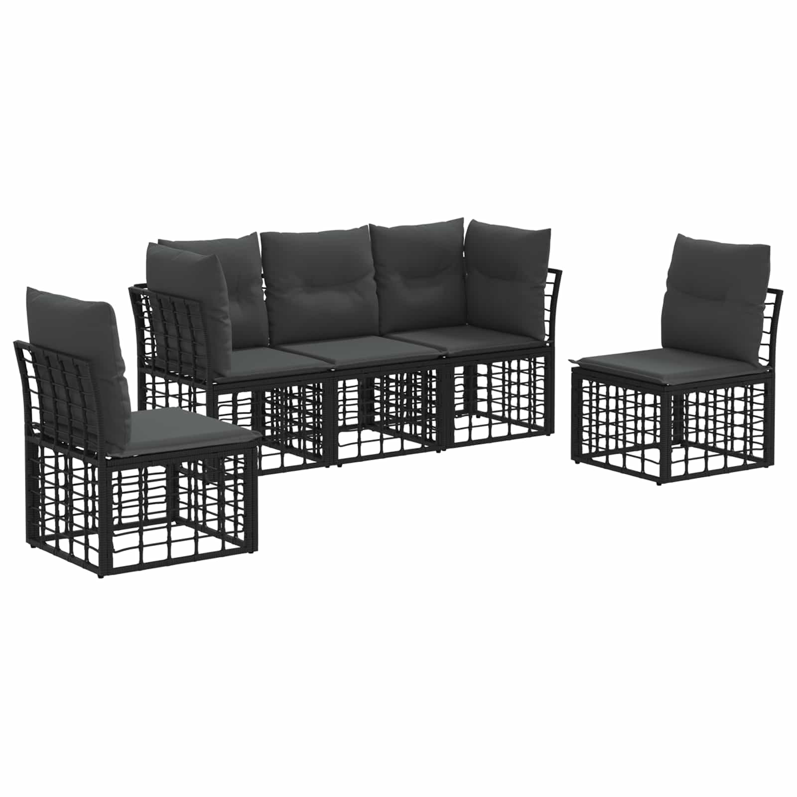 Outdoor-Sofagarnitur Schwarz Polyester