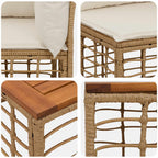 Outdoor-Sofagarnitur 6 pcs Natürlich und Cremweiß Polyester
