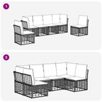 Outdoor-Sofagarnitur Schwarz Polyester