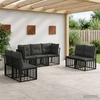 Outdoor-Sofagarnitur Schwarz Polyester