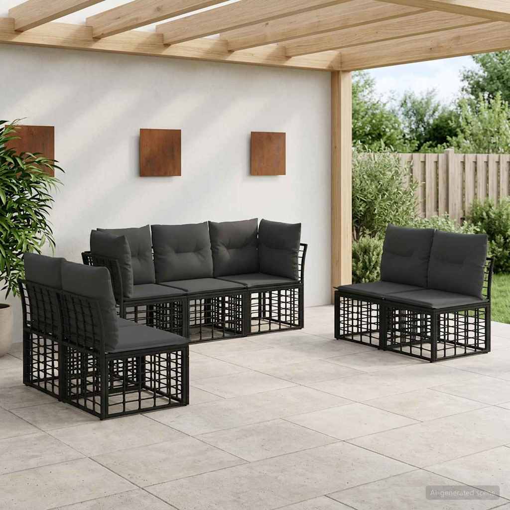 Outdoor-Sofagarnitur Schwarz Polyester