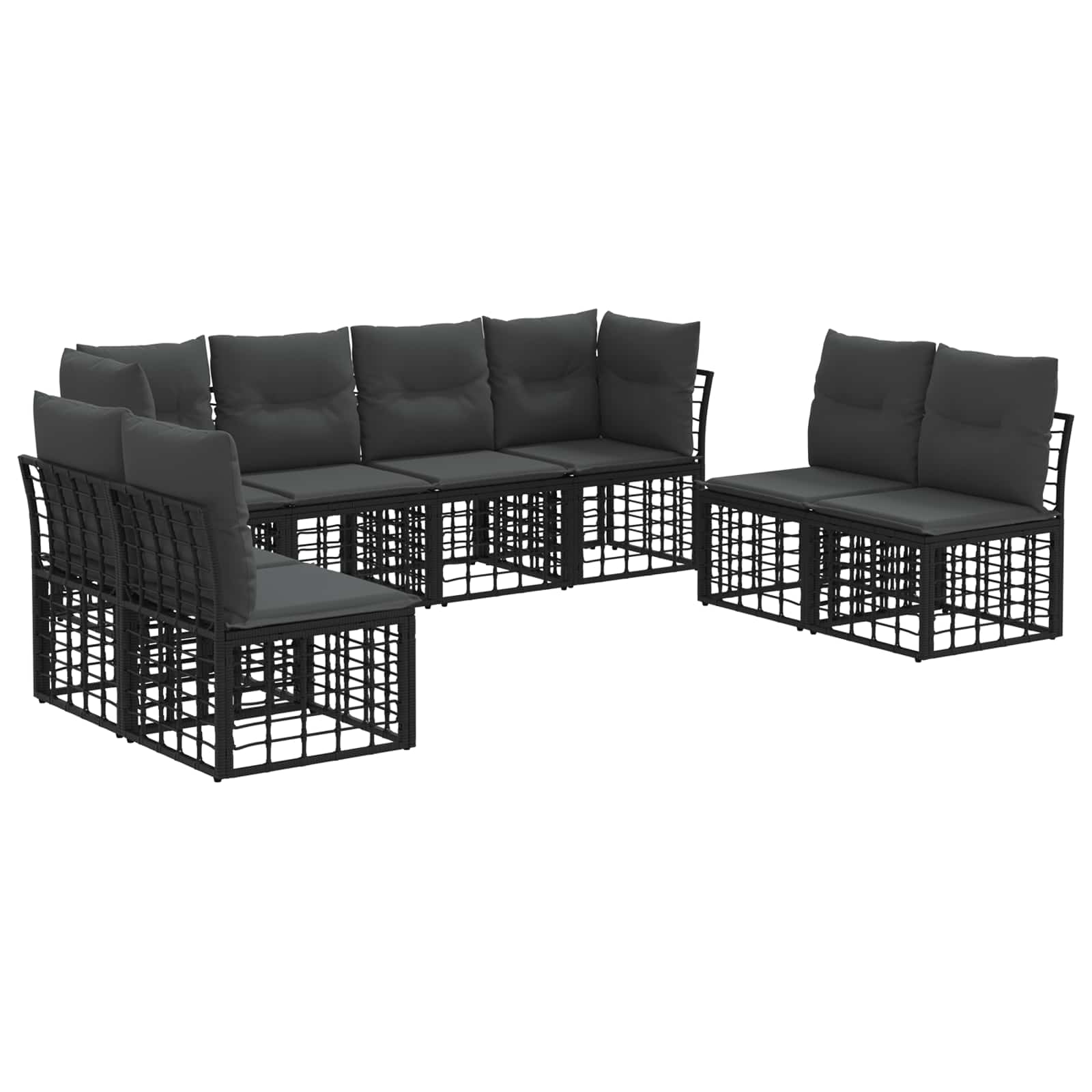 Outdoor-Sofagarnitur Schwarz Polyester