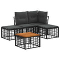 Outdoor-Sofagarnitur 5 pcs Schwarz und Dunkelgrau Polyester