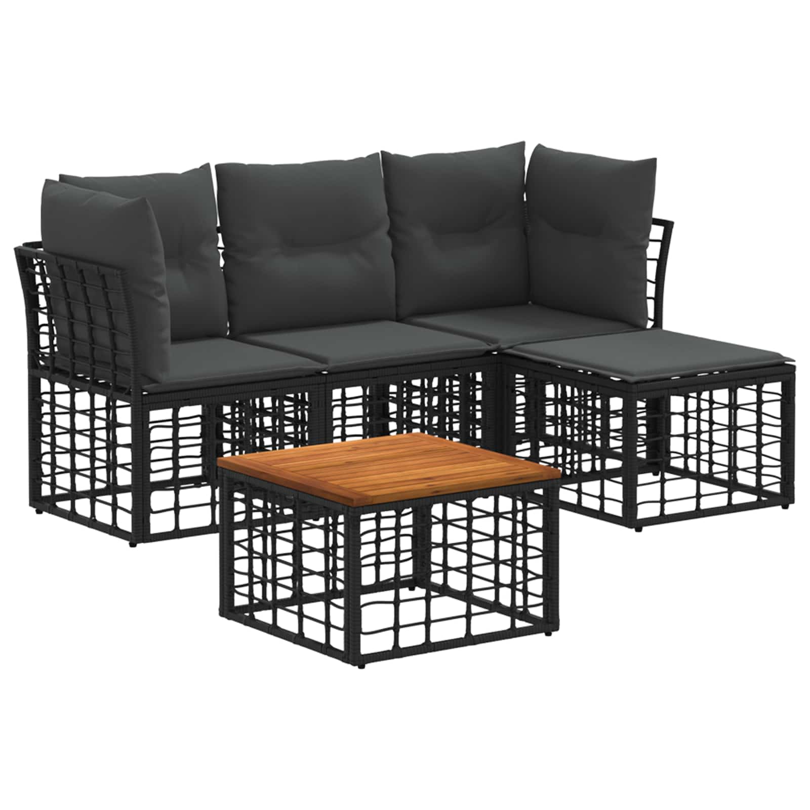 Outdoor-Sofagarnitur 5 pcs Schwarz und Dunkelgrau Polyester