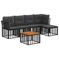 Outdoor-Sofagarnitur 6 pcs Schwarz und Dunkelgrau Polyester