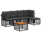 Outdoor-Sofagarnitur 6 pcs Schwarz und Dunkelgrau Polyester