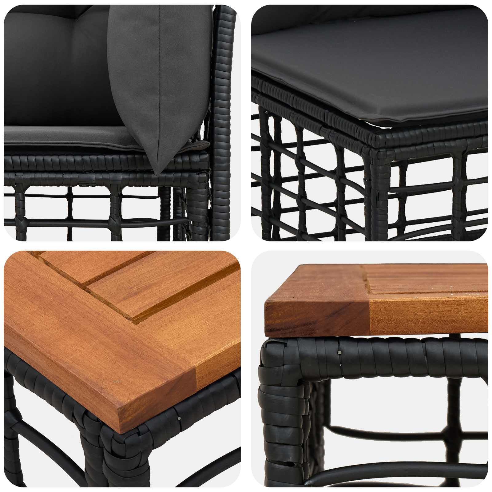 Outdoor-Sofagarnitur 5 pcs Schwarz und Dunkelgrau Polyester