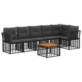 Gartensofa-set 7 pcs Schwarz und Dunkelgrau Poly-Rattan