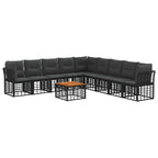 Outdoor-Sofagarnitur 10 pcs Schwarz und Dunkelgrau Polyester