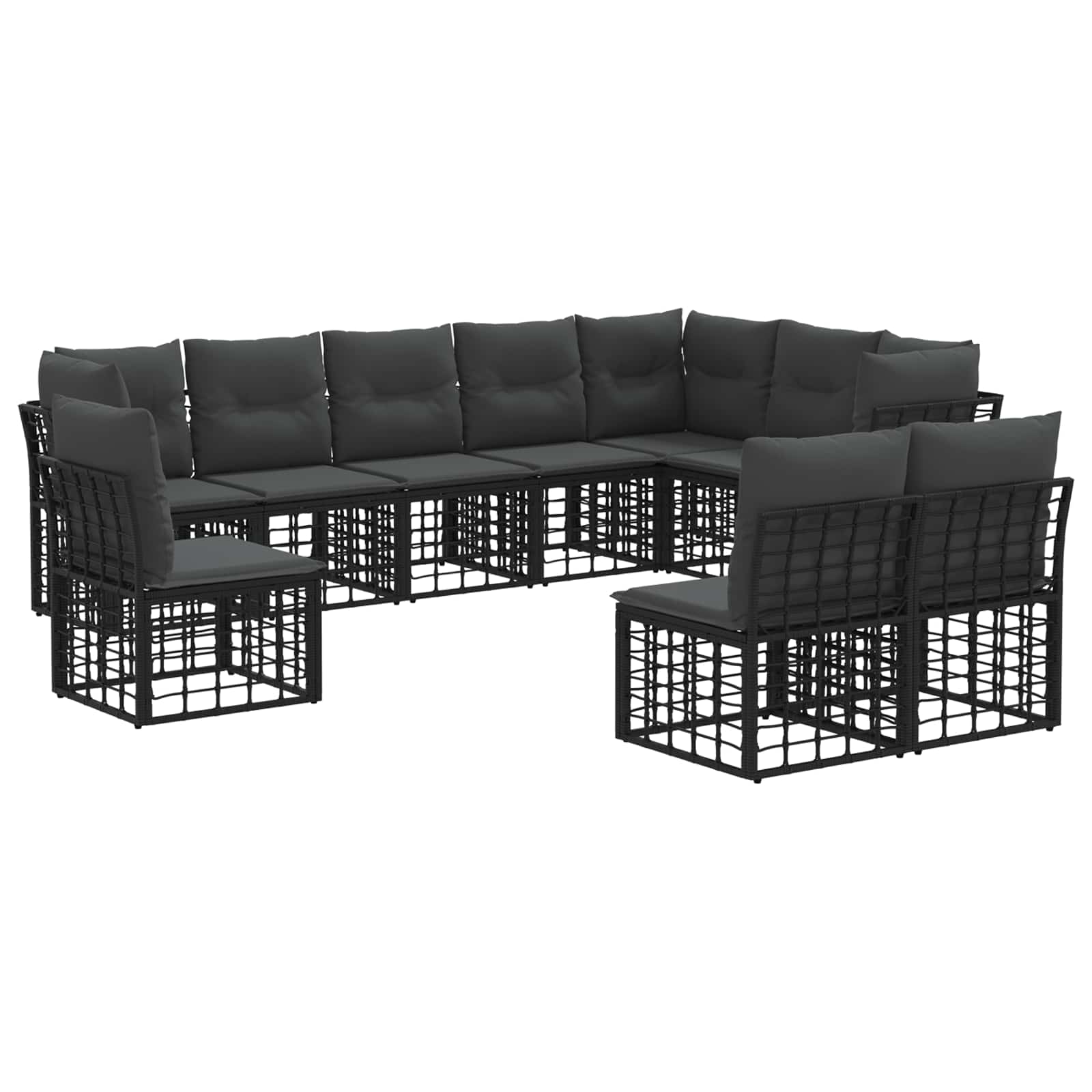 Outdoor-Sofagarnitur Schwarz Polyester