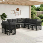 Outdoor-Sofagarnitur Schwarz Polyester