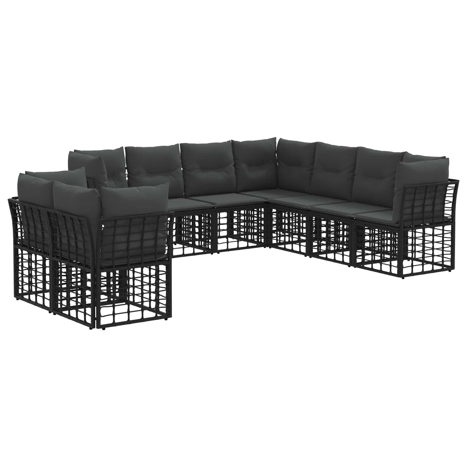 Outdoor-Sofagarnitur Schwarz Polyester