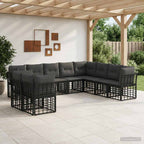 Outdoor-Sofagarnitur Schwarz Polyester
