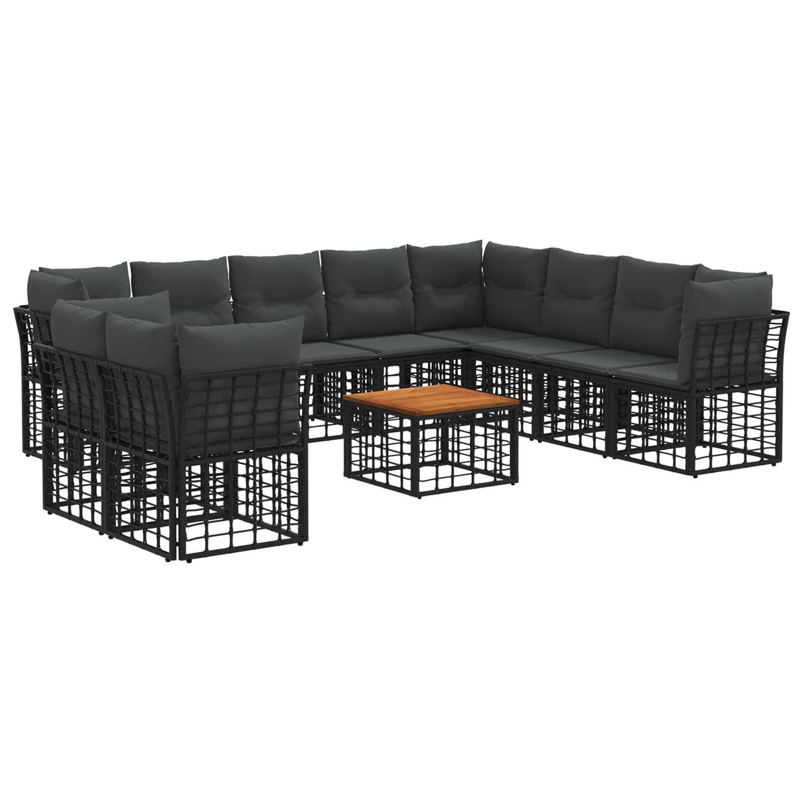Outdoor-Sofagarnitur 11 pcs Schwarz und Dunkelgrau Polyester