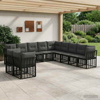 Outdoor-Sofagarnitur Schwarz Polyester