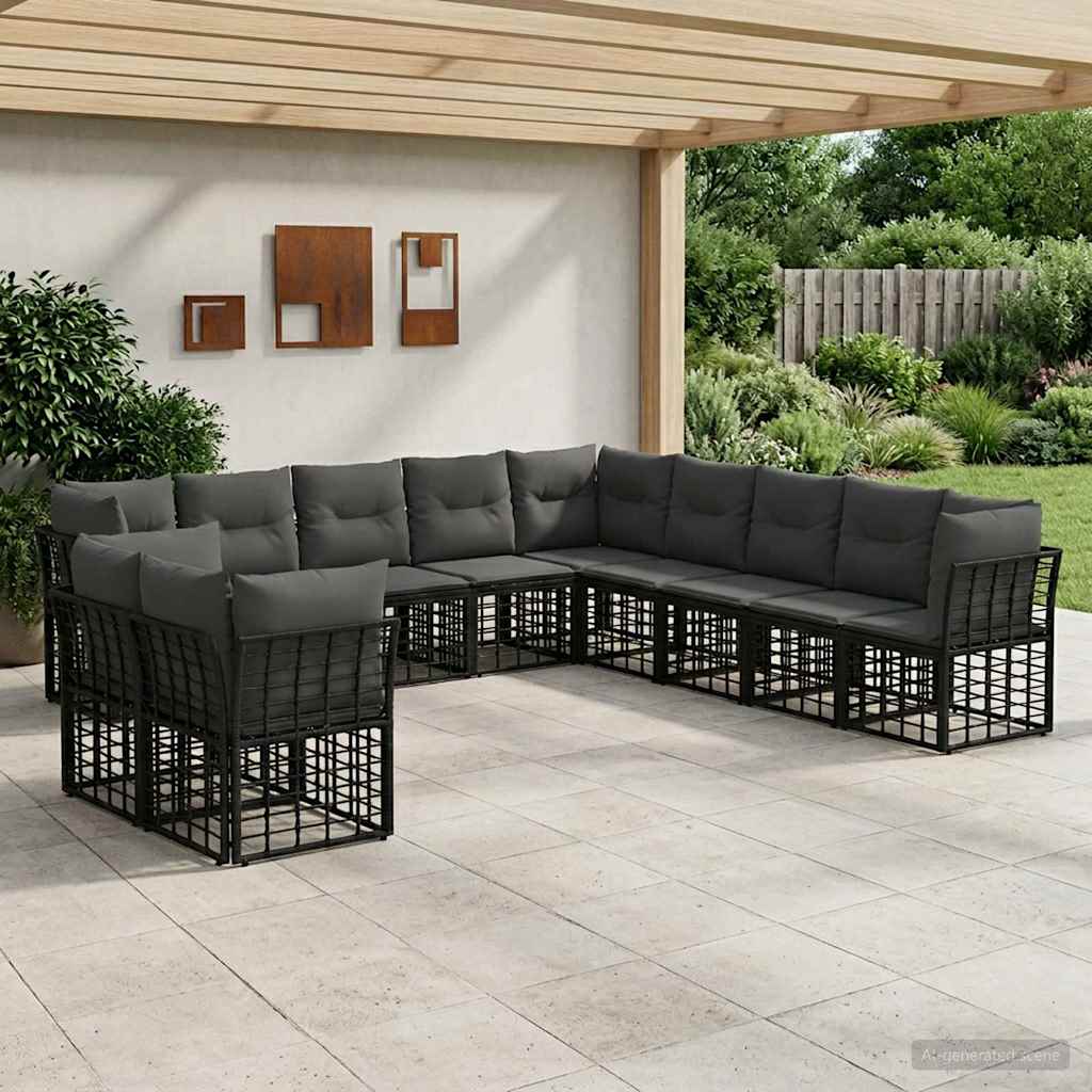 Outdoor-Sofagarnitur Schwarz Polyester