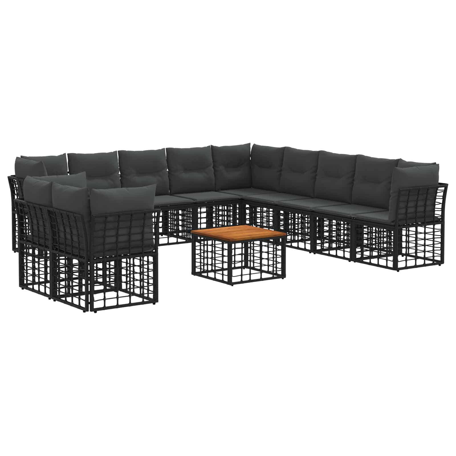 Outdoor-Sofagarnitur 12 pcs Schwarz und Dunkelgrau Polyester