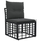 Outdoor-Sofagarnitur 7 pcs Schwarz und Dunkelgrau Polyester
