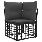 Outdoor-Sofagarnitur 9 pcs Schwarz und Dunkelgrau Polyester