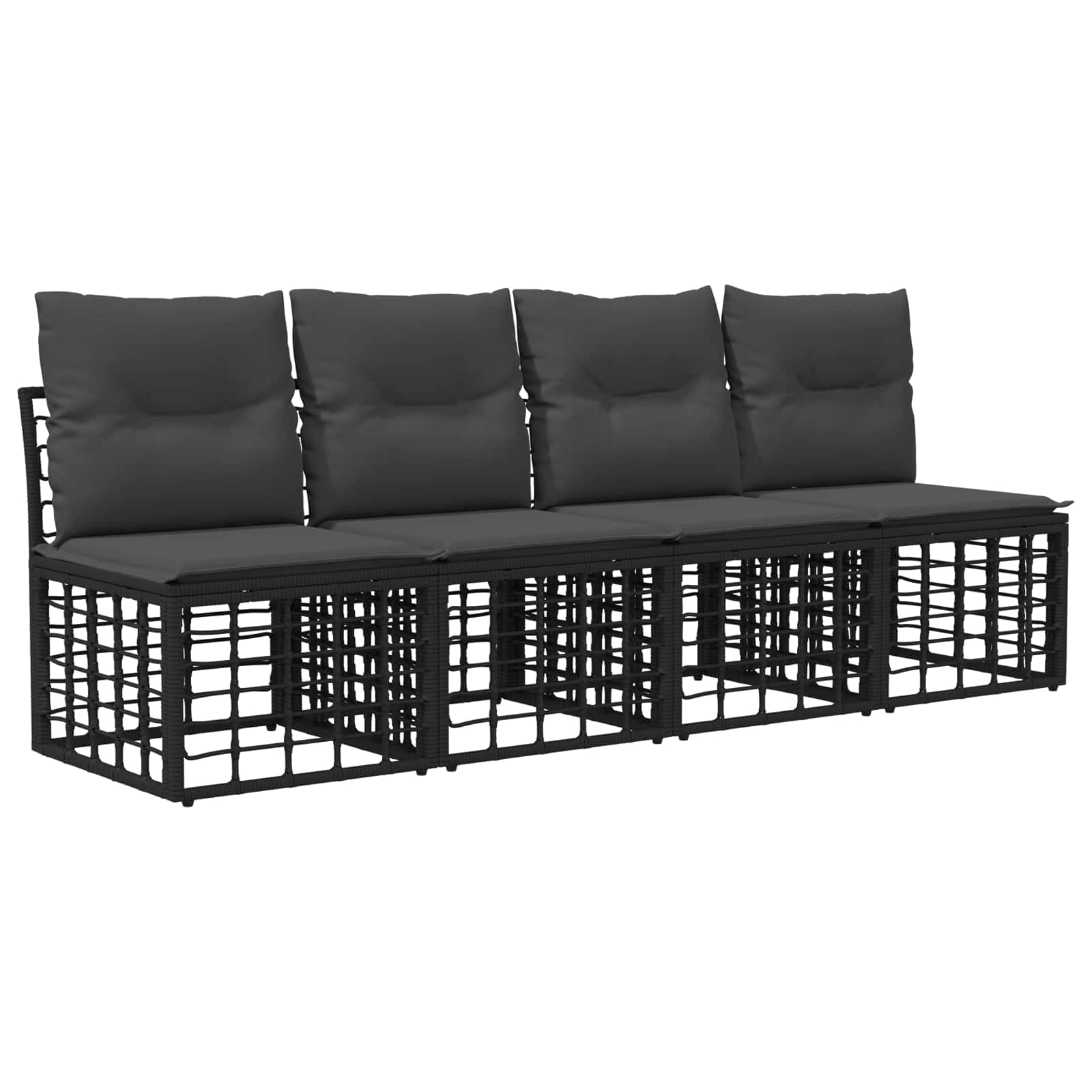 Outdoor-Sofagarnitur 9 pcs Schwarz und Dunkelgrau Polyester