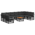Outdoor-Sofagarnitur 11 pcs Schwarz und Dunkelgrau Polyester