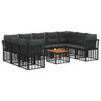 Outdoor-Sofagarnitur 10 pcs Schwarz und Dunkelgrau Polyester