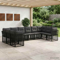 Outdoor-Sofagarnitur Schwarz und Dunkelgrau Polyester